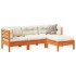 Set de sofás jardín 4 pzas con cojines madera pino marrón