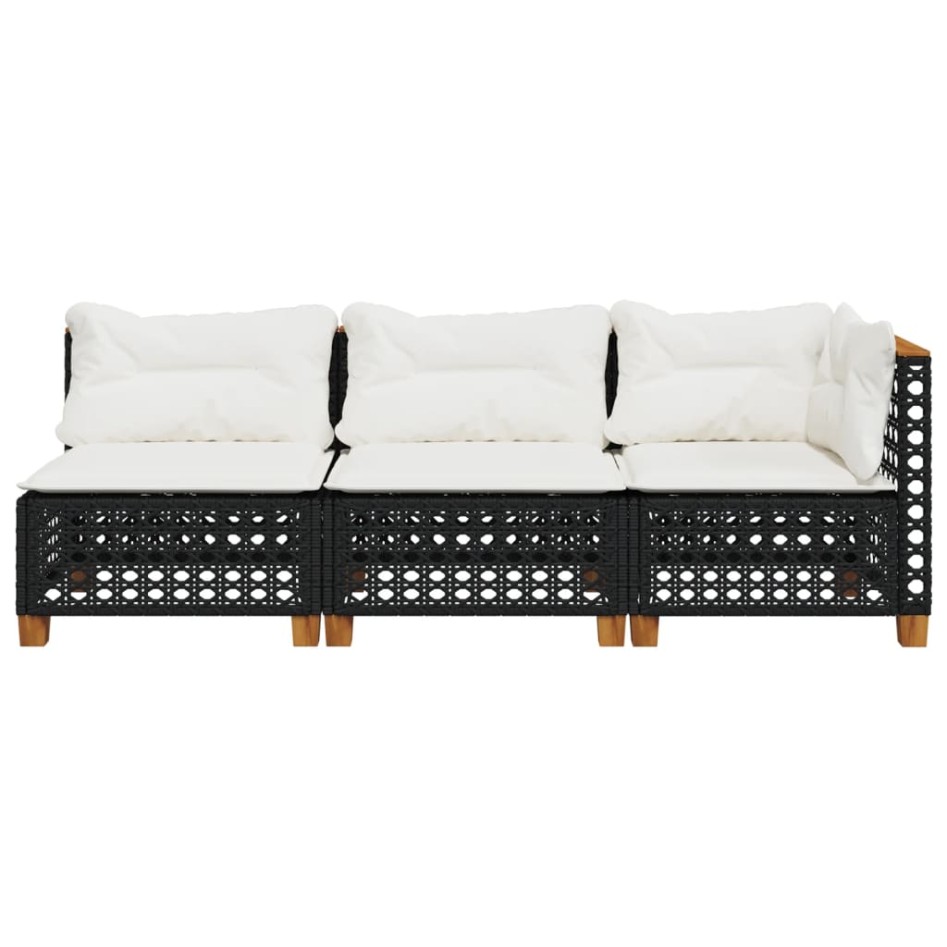 Sofá de jardín de 3 plazas con cojines ratán sintético