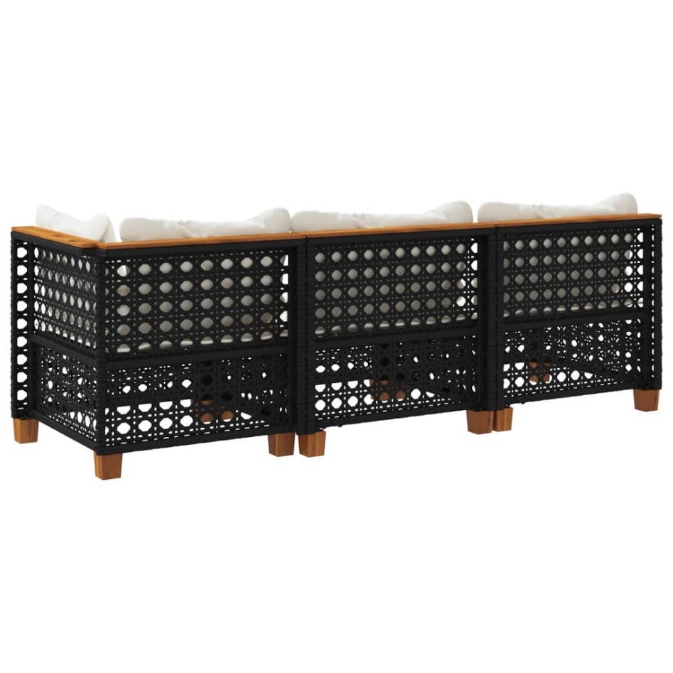 Sofá de jardín de 3 plazas con cojines ratán sintético