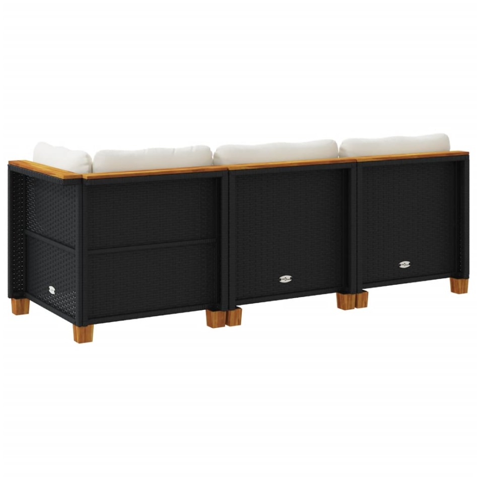 Sofá de jardín de 3 plazas con cojines ratán sintético