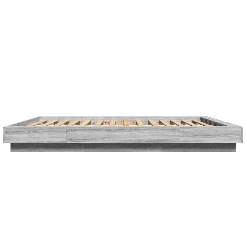 Estructura cama con luces LED madera gris Sonoma 160x200