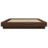 Estructura cama con luces LED madera roble marrón 135x190