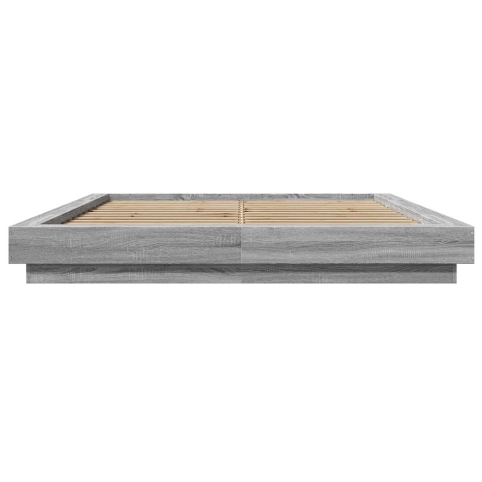Estructura cama con luces LED madera gris Sonoma 150x200