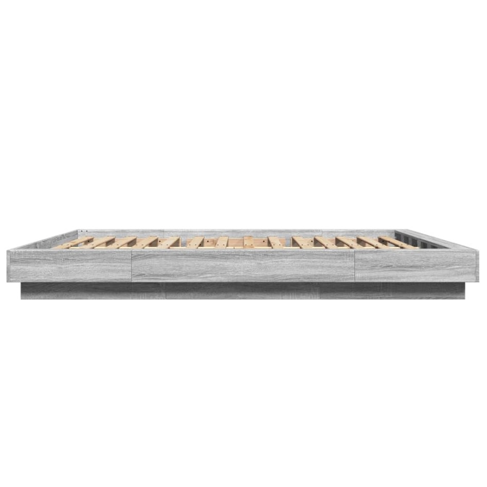 Estructura cama con luces LED madera gris Sonoma 150x200