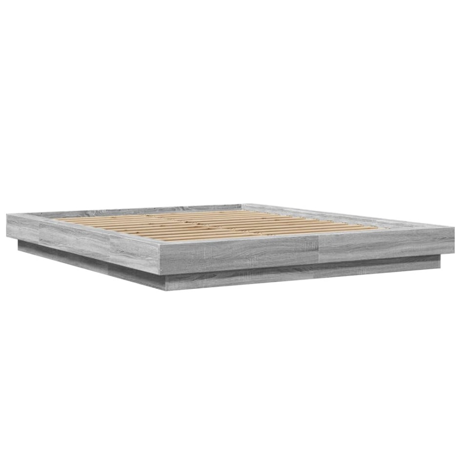 Estructura de cama madera de ingeniería gris Sonoma 150x200