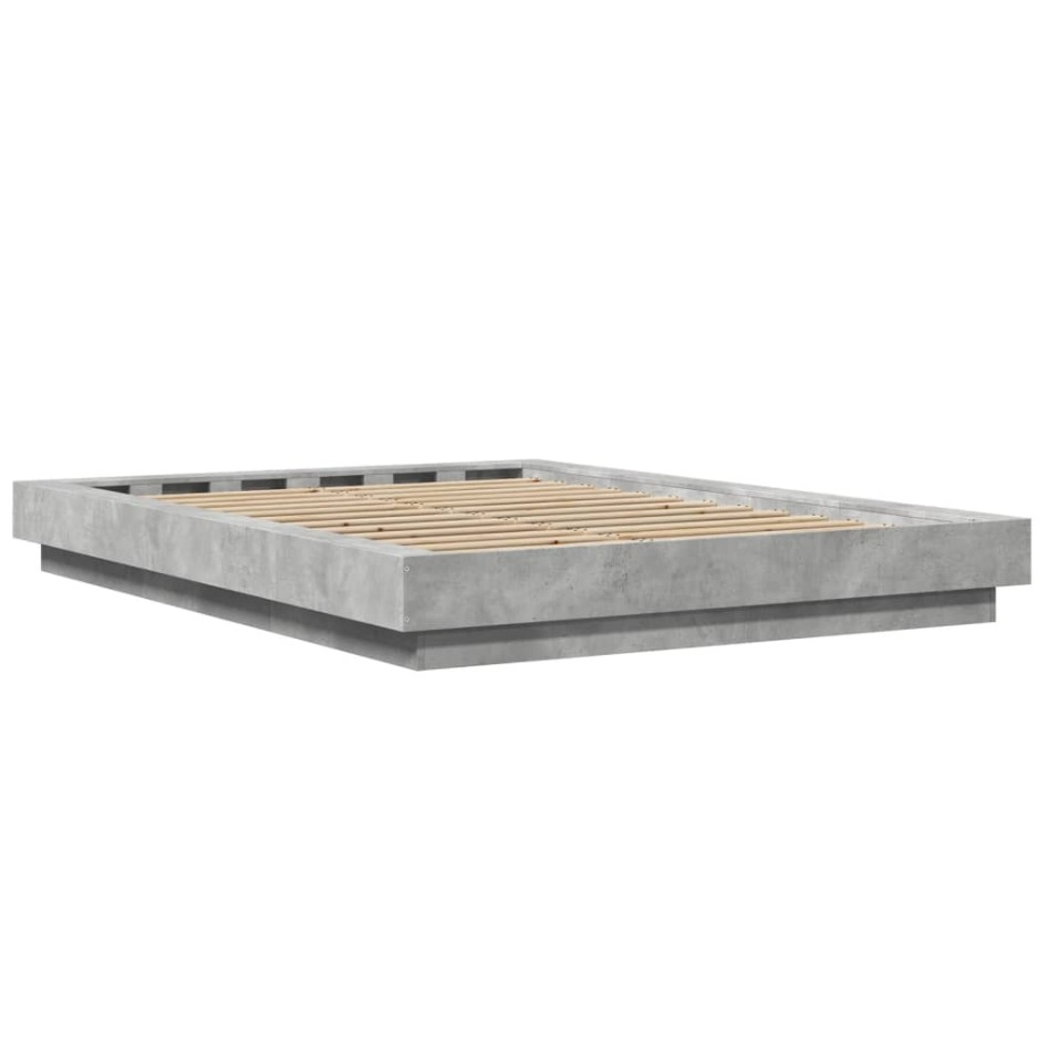 Estructura de cama madera de ingeniería gris hormigón