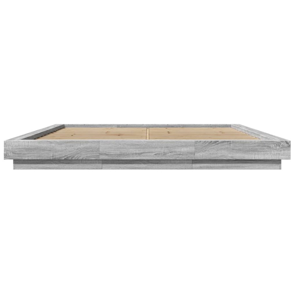 Estructura de cama madera de ingeniería gris Sonoma 200x200