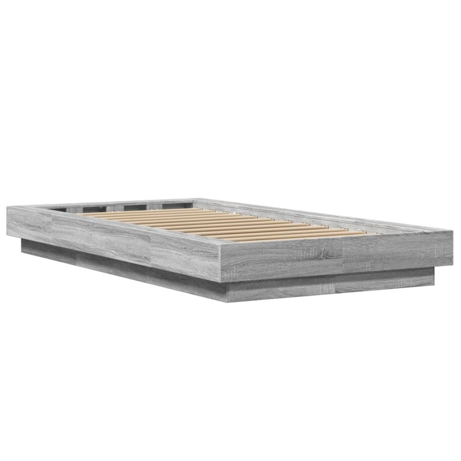 Estructura de cama madera de ingeniería gris Sonoma 90x190