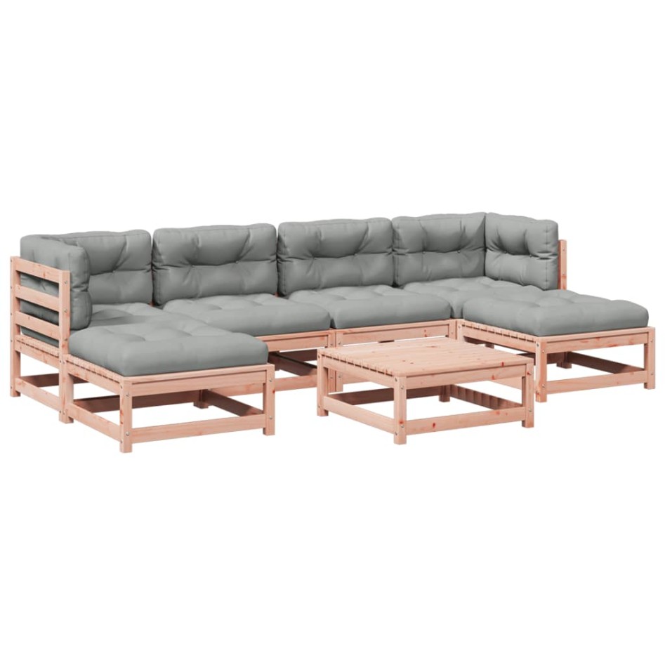 Set de sofás jardín 7 pzas con cojines madera abeto