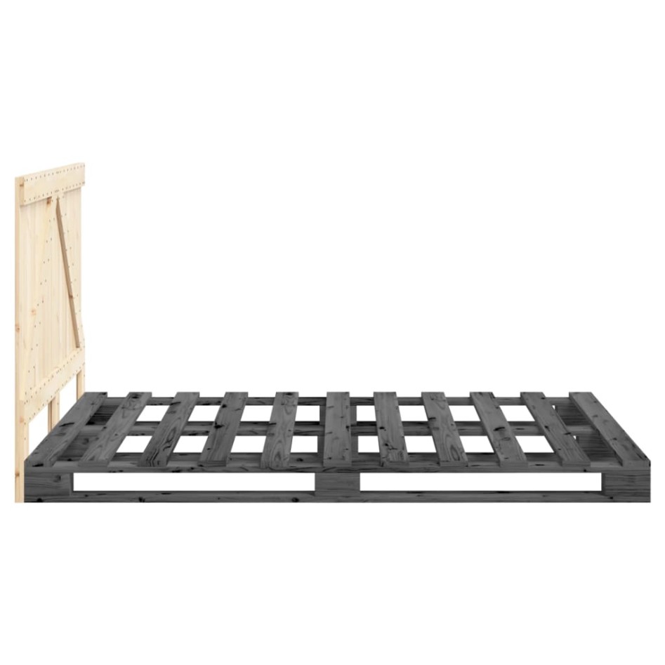 Estructura de cama con cabecero madera pino gris 140x200