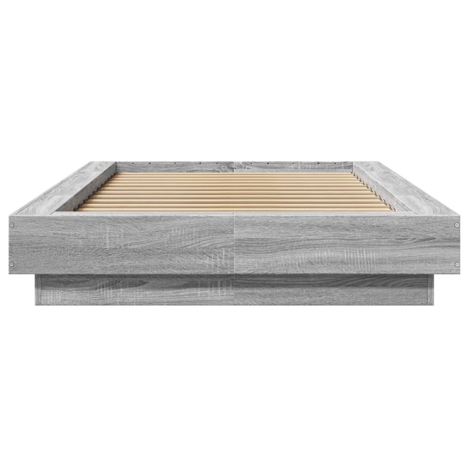 Estructura de cama con luces LED madera gris Sonoma 90x200
