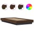 Estructura cama con luces LED madera marrón roble 100x200