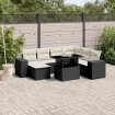 Set de sofás de jardín 8 piezas y cojines ratán sintético negro
