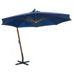 Sombrilla colgante con palo madera abeto azul celeste 3,5x2,9 m
