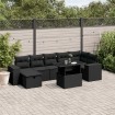 Set de sofás de jardín 8 piezas y cojines ratán sintético negro