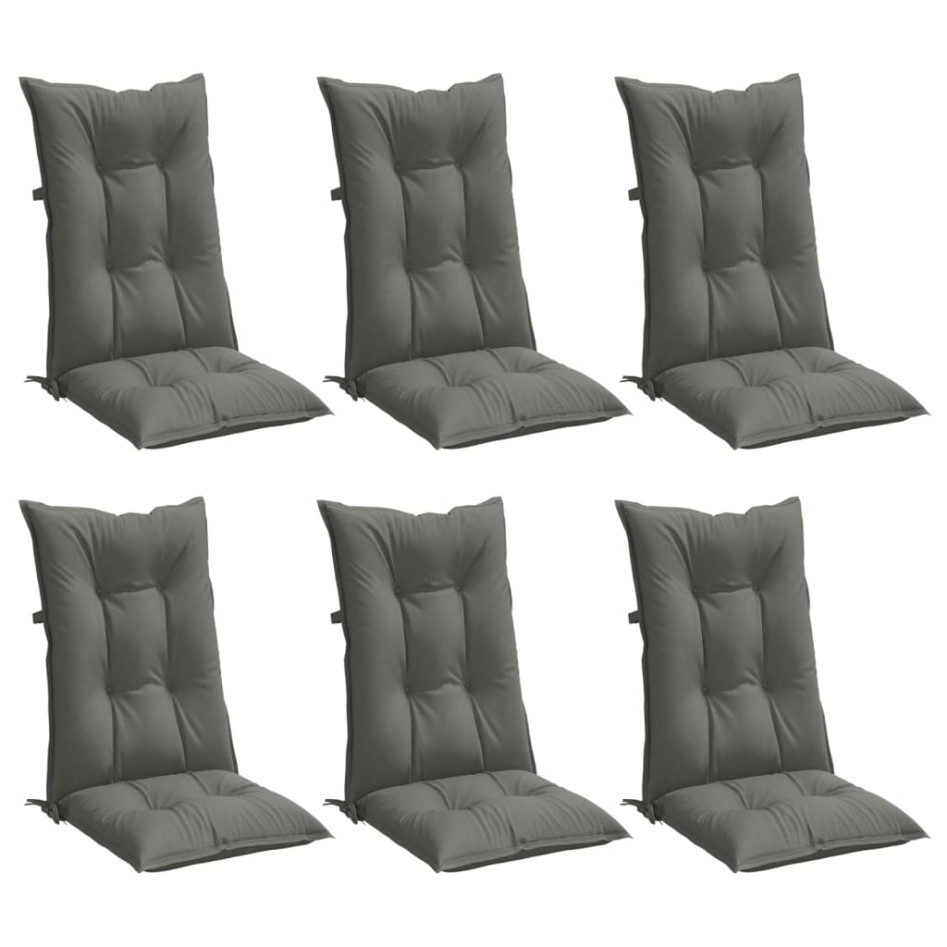 Cojines para silla respaldo alto 6 uds tela gris oscuro