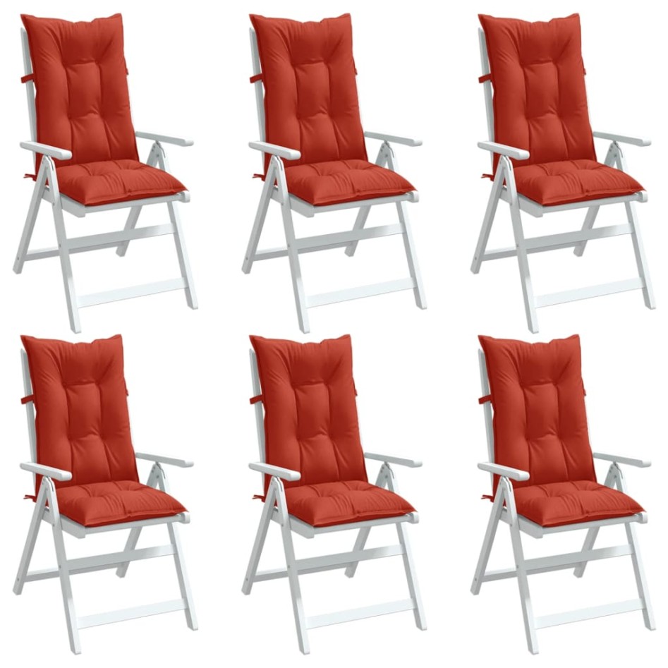 Cojines silla respaldo alto 6 uds tela rojo melange 120x50x7
