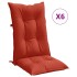 Cojines silla respaldo alto 6 uds tela rojo melange 120x50x7