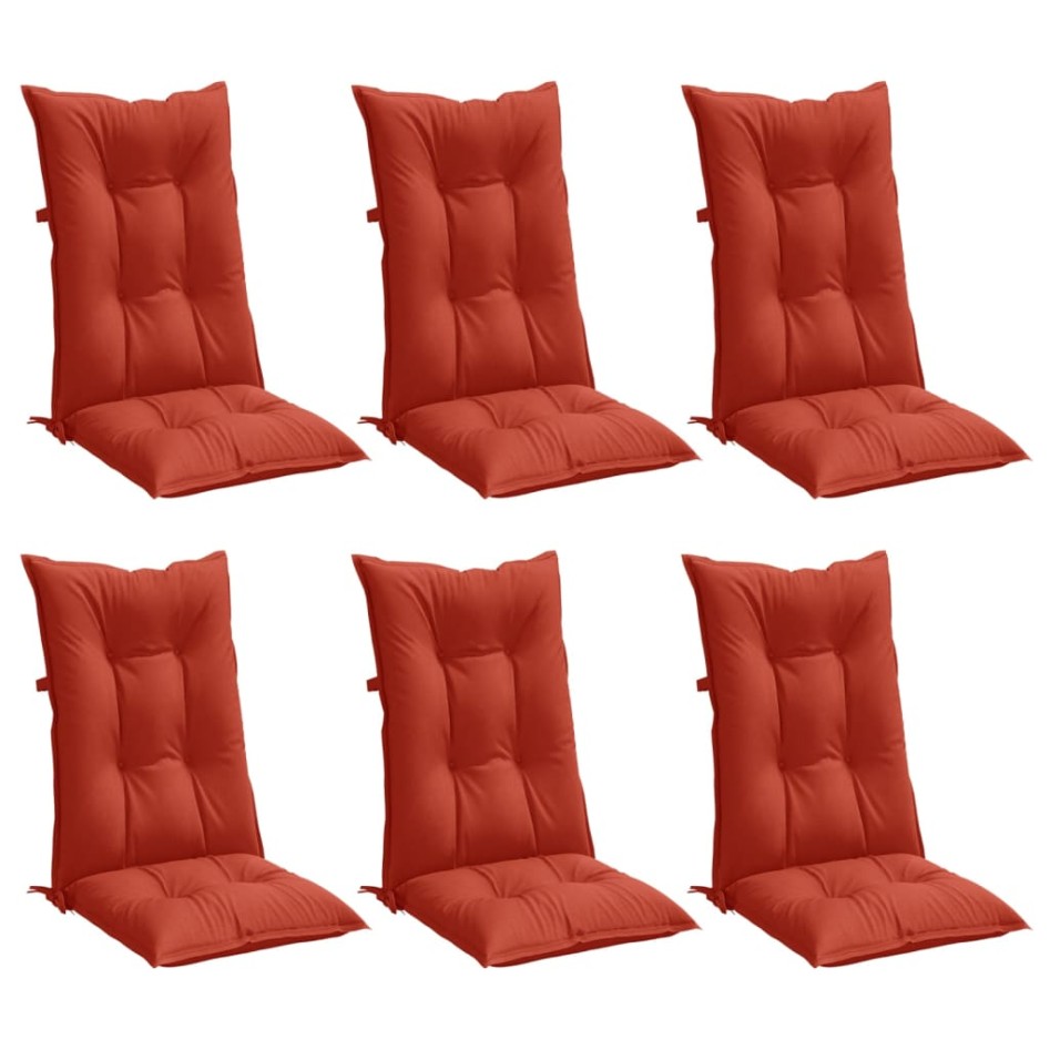 Cojines silla respaldo alto 6 uds tela rojo melange 120x50x7