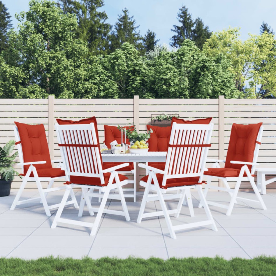 Cojines silla respaldo alto 6 uds tela rojo melange 120x50x7