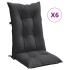 Cojines silla respaldo alto 6 uds tela gris antracita
