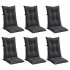 Cojines silla respaldo alto 6 uds tela gris antracita