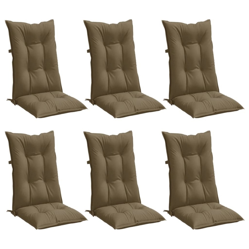 Cojines para silla respaldo alto 6 uds tela gris taupe