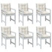 Cojines silla respaldo bajo 6 ud tela crema melange 100x50x7 cm