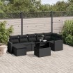 Set de sofás de jardín 8 piezas y cojines ratán sintético negro