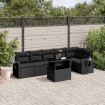 Set de sofás de jardín 7 pzas con cojines ratán sintético negro