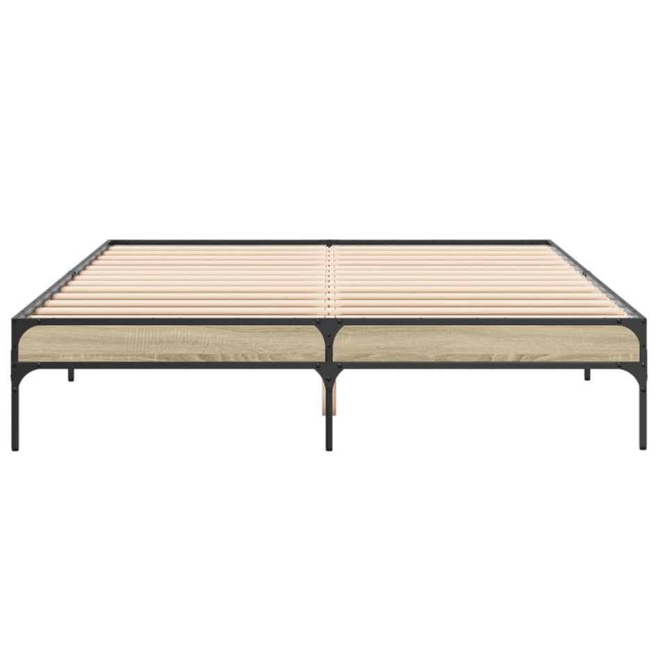 Estructura cama madera ingeniería metal roble Sonoma 140x200