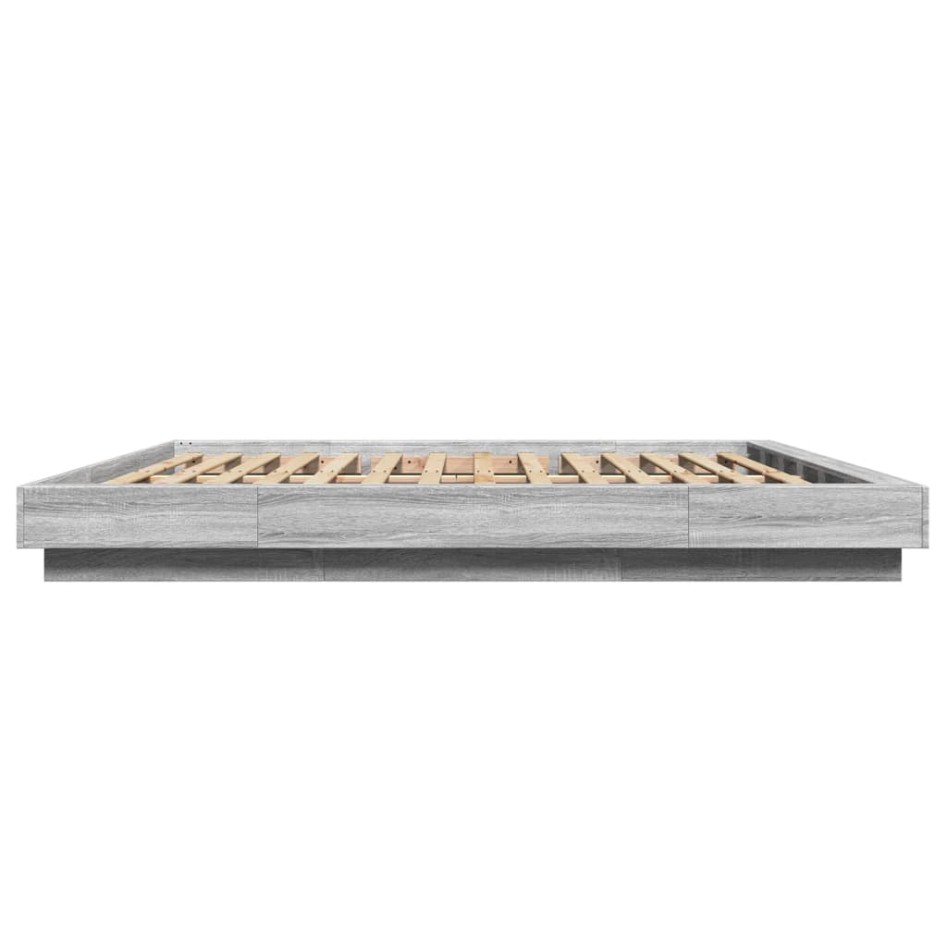 Estructura de cama con luces LED madera gris Sonoma 200x200