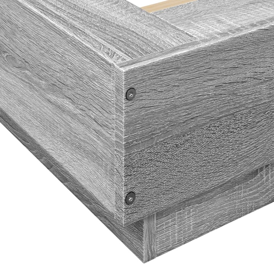 Estructura de cama con luces LED madera gris Sonoma 200x200