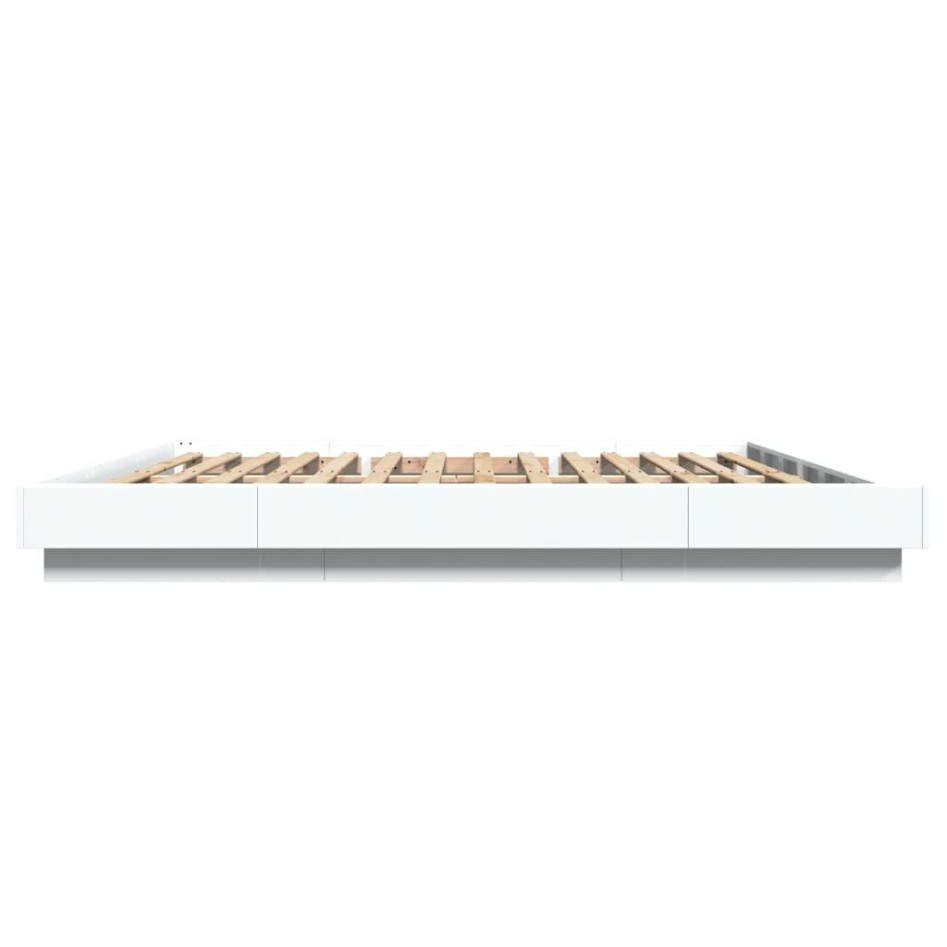 Estructura de cama con LED madera ingeniería blanco 180x200