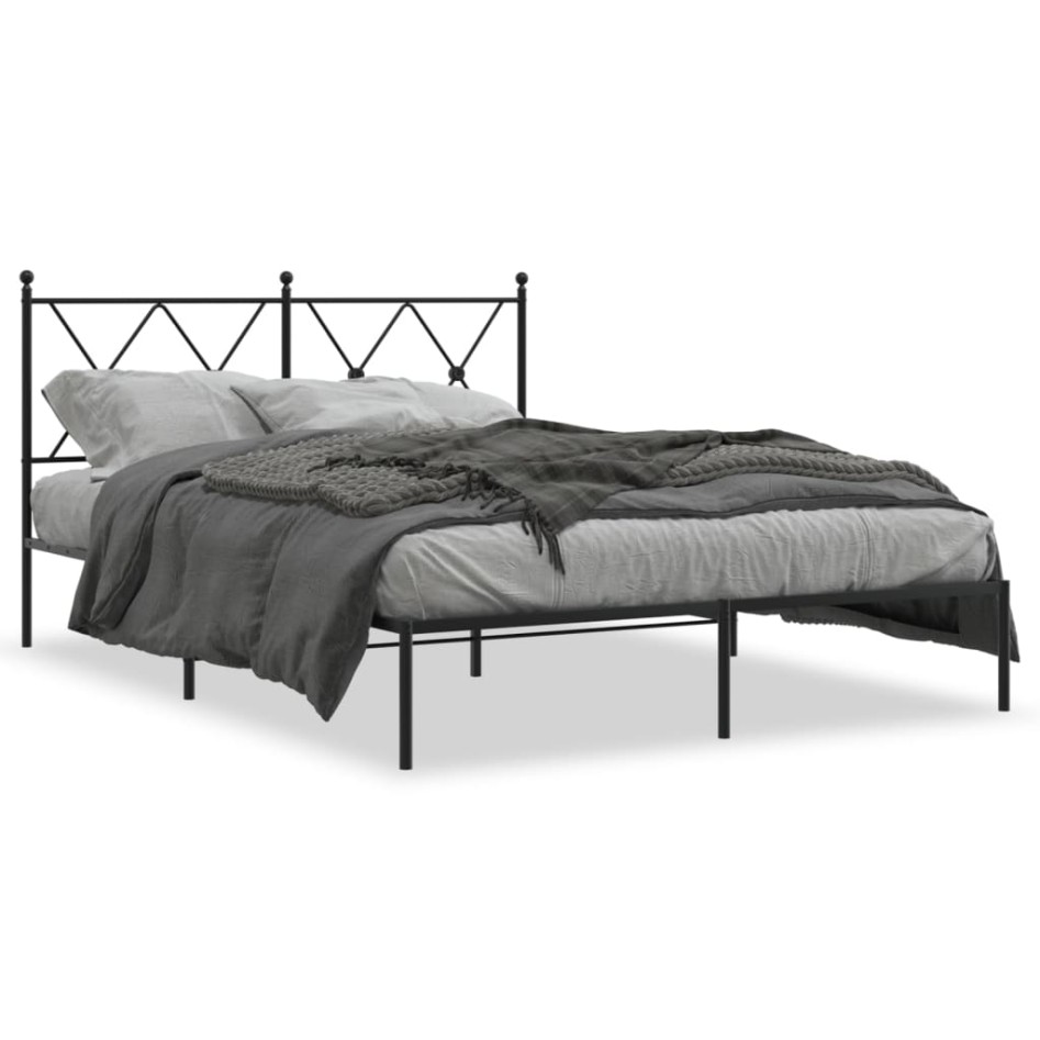 Estructura cama sin colchón con cabecero metal negro 140x190