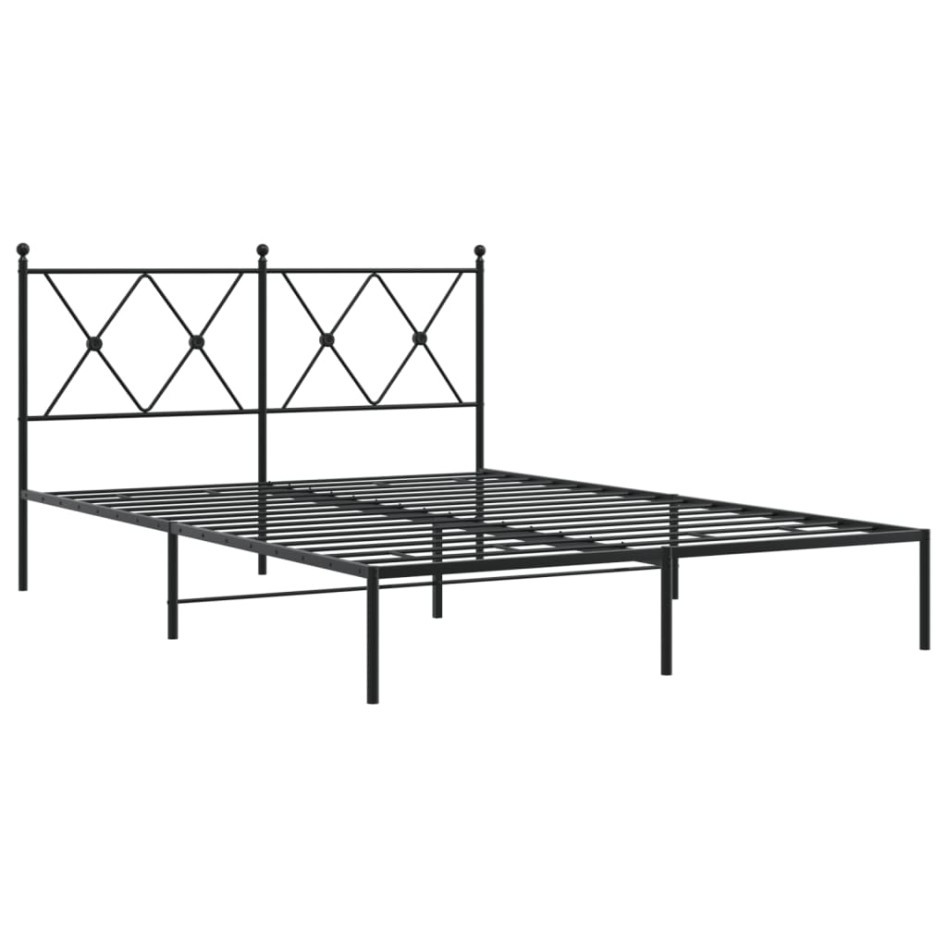Estructura cama sin colchón con cabecero metal negro 140x190