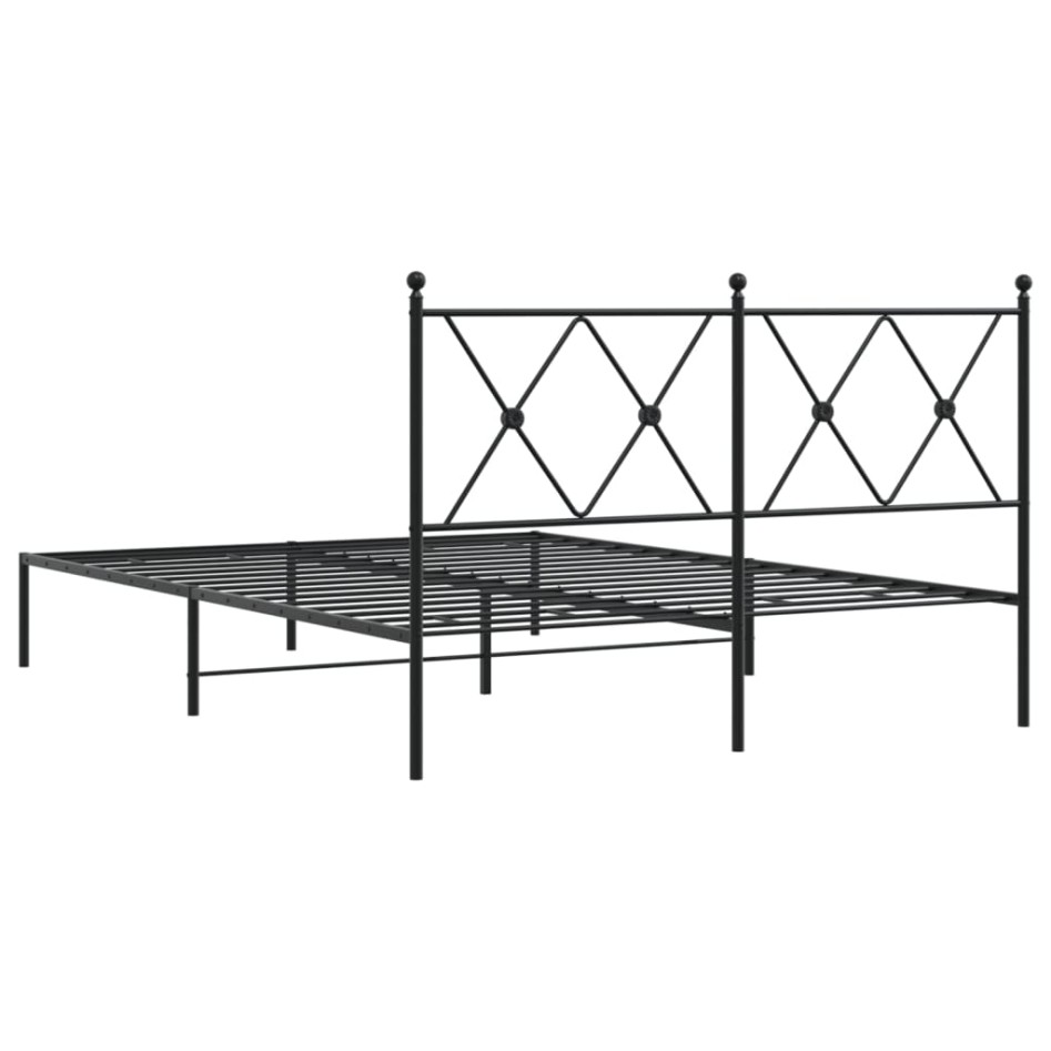 Estructura cama sin colchón con cabecero metal negro 140x190