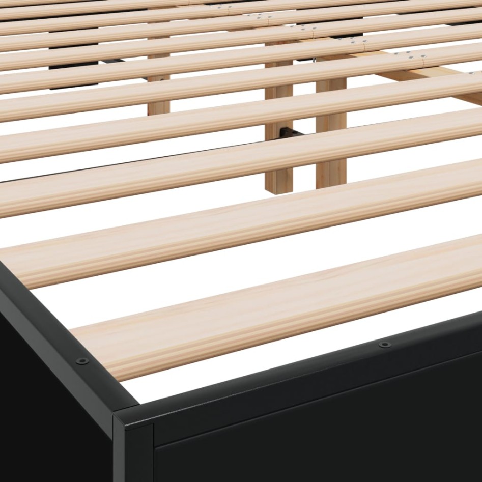 Estructura de cama madera de ingeniería y metal negro