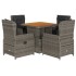 Set comedor de jardín 5 piezas con cojines ratán sintético
