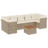 Juego de sofás de jardín con cojines beige 8 pzas ratán