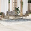 Juego de sofás jardín con cojines 4 pzas ratán sintético beige