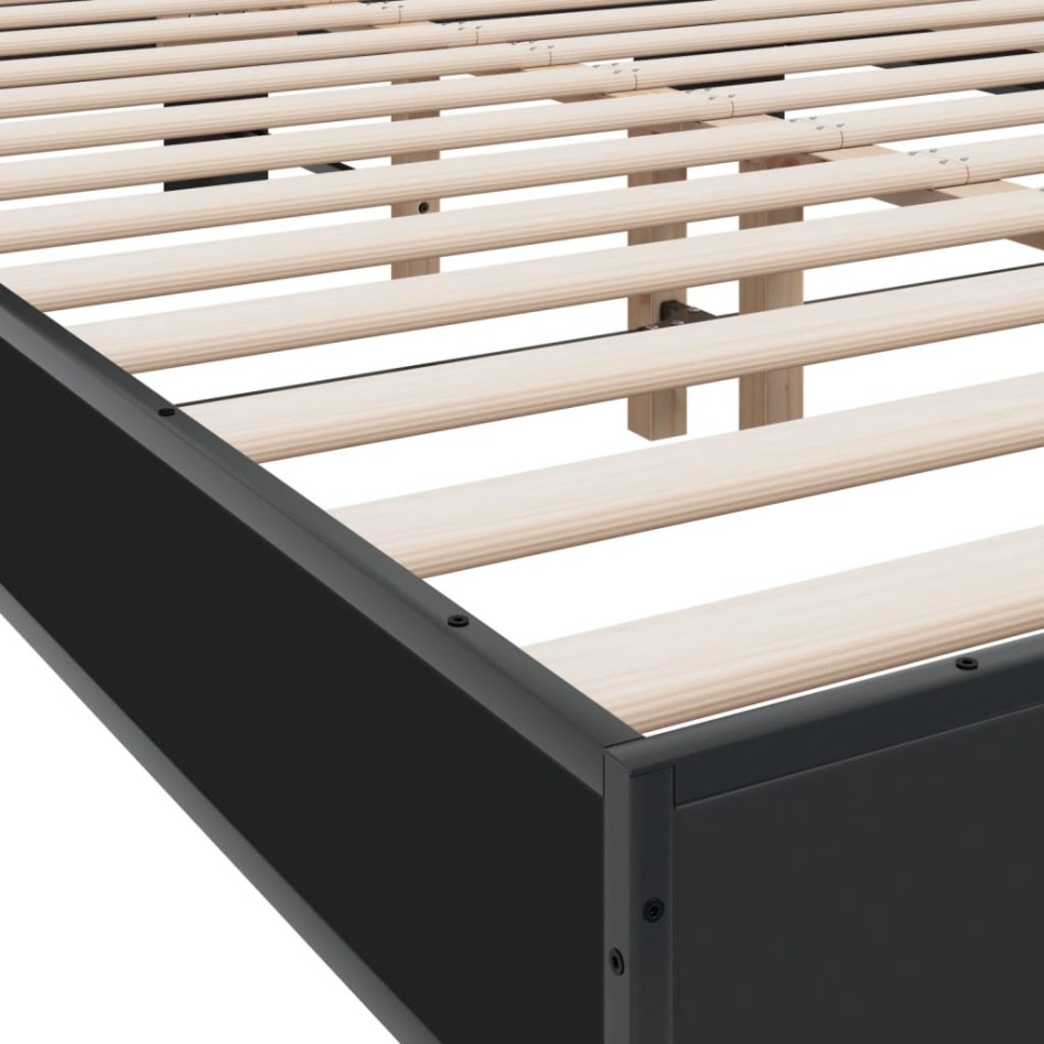 Estructura de cama madera de ingeniería y metal negro