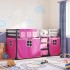 Litera con cortinas madera maciza de pino rosa 90x200
