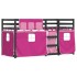 Litera con cortinas madera maciza de pino rosa 90x200