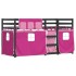 Litera con cortinas madera maciza de pino rosa 90x190