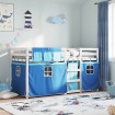 Litera con cortinas madera maciza de pino azul 80x200 cm