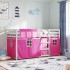 Litera con cortinas madera maciza de pino rosa 90x190
