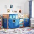 Litera con cortinas madera maciza de pino azul 80x200