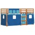 Litera con cortinas madera maciza de pino azul 80x200