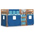 Litera con cortinas madera maciza de pino azul 80x200